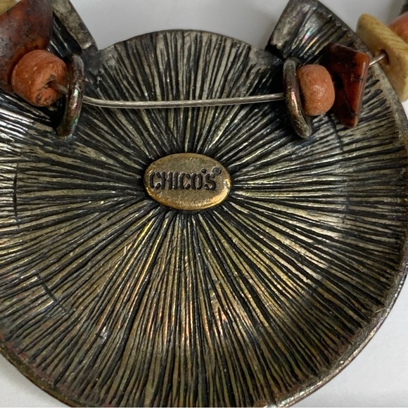 Chicos 12” Dual Round Shell with String of Chip Shell Genuine Chocker Necklace - Picture 4 of 10